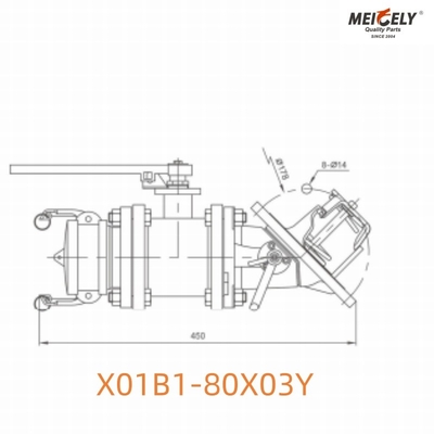 टैंक ट्रक के लिए तितली वाल्व असेंबली के साथ X01B1-80X03Y फुट वाल्व